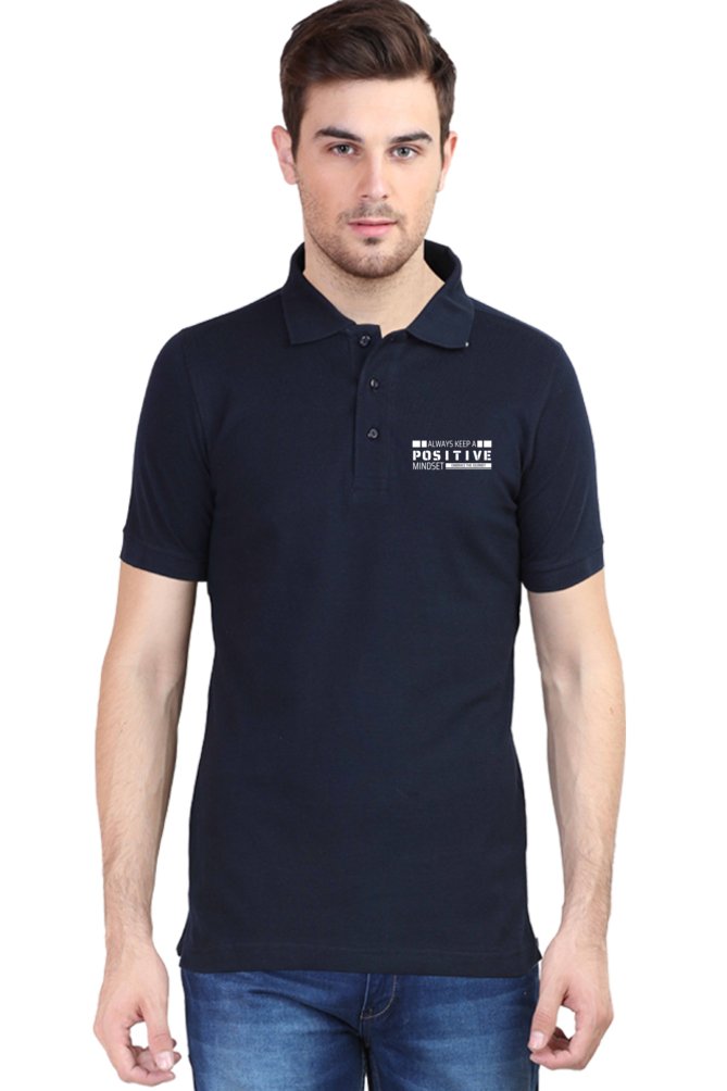 Positive Mindset Navy Blue Polo